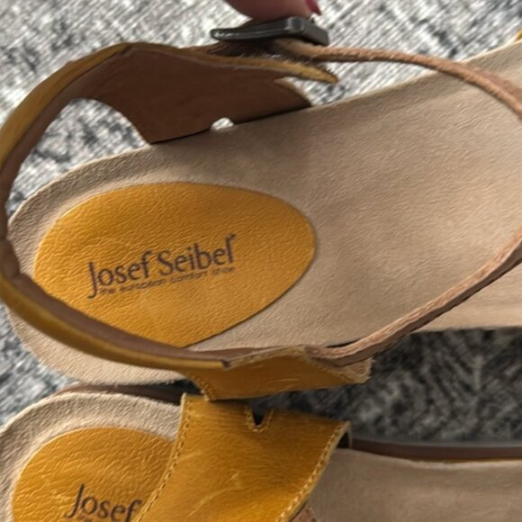 Josef Seibel Clea Yellow and Brown Sandals with Platform Sole - Picture 8 of 10